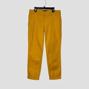 Cynthia Rowley yellow mustard crop cuffed hems pants size 2